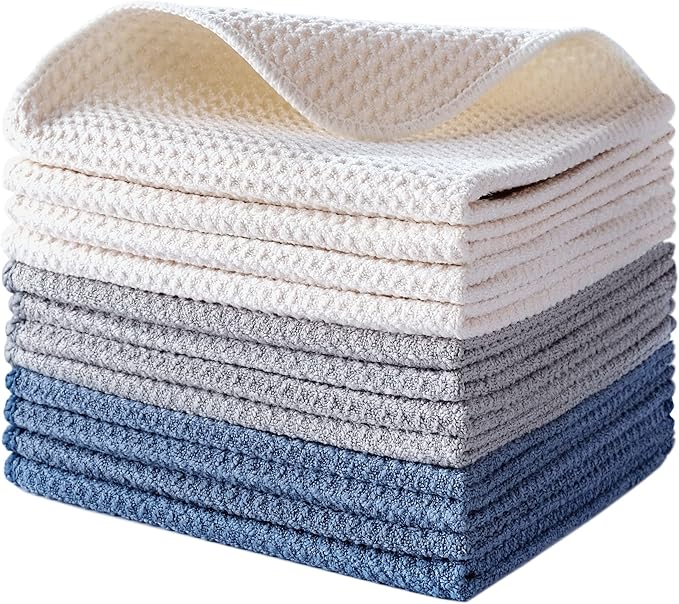 Premium Microfiber Kitchen Dish Cloth Waffle Weave 12 Pack